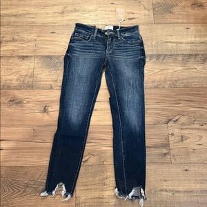 BKE Women's Payton Dark Blue Distressed Skinny Jeans